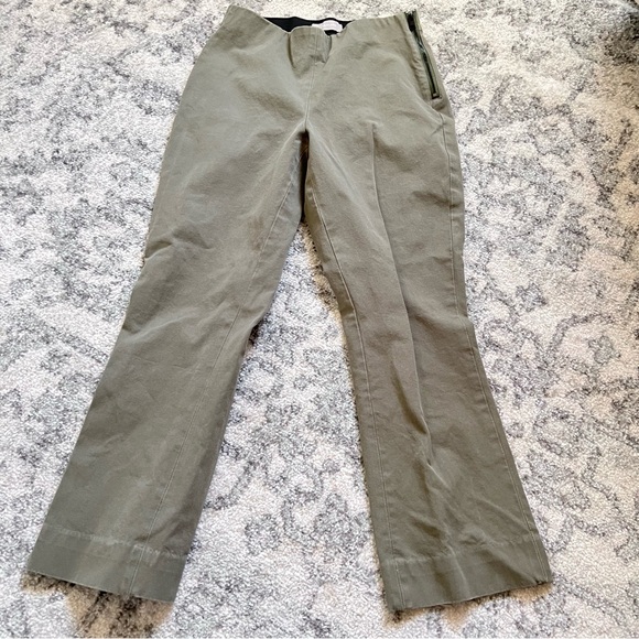 Everlane Kick Crop Work Pant High Rise Olive Army Green Side Zip - Picture 2 of 7